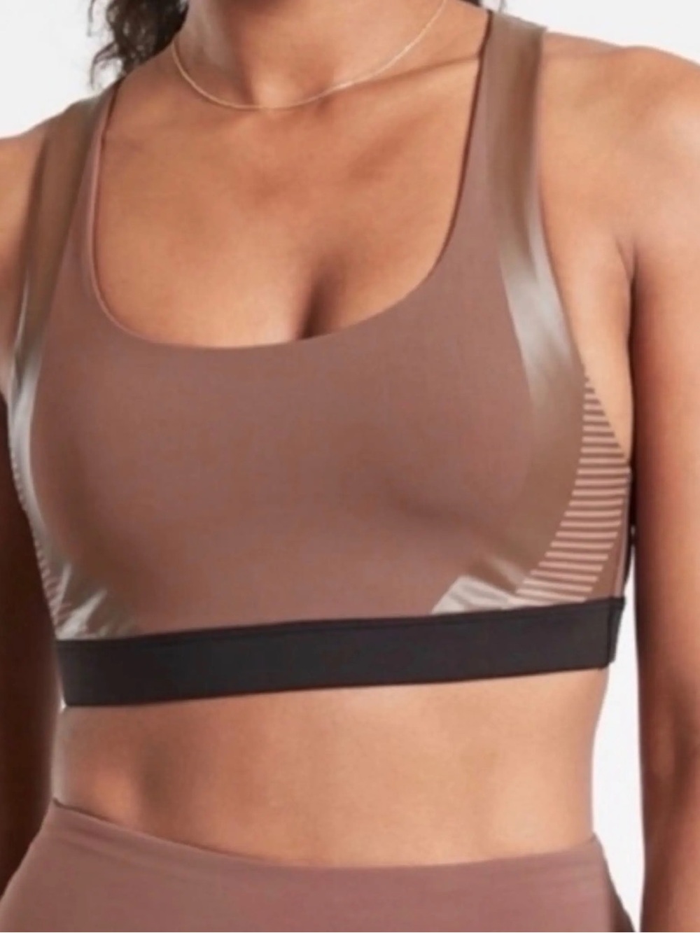 Athleta x Allyson Felix Brown and Black Racerback Sports Bra